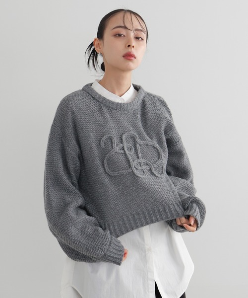セール】透かしあみロゴ刺繍ニット（ニット/セーター）｜LIAN（リアン