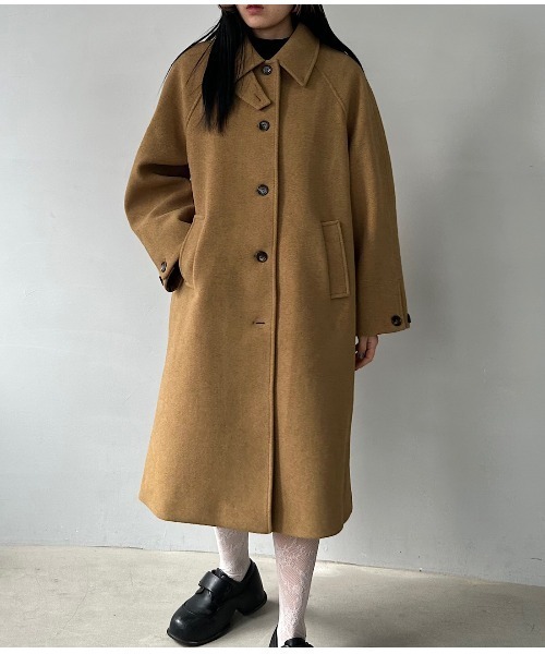 チェック柄 スタンドネック ステンカラーコート FD24W382【Fano