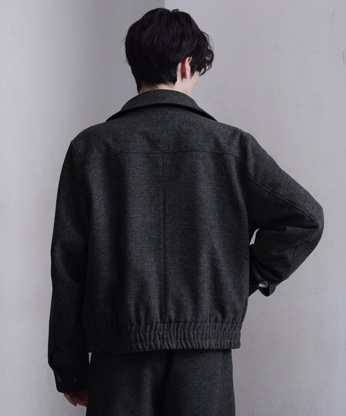 CLEL】Wool Blend Herringbone Tweed Fireman Blouson / ウール