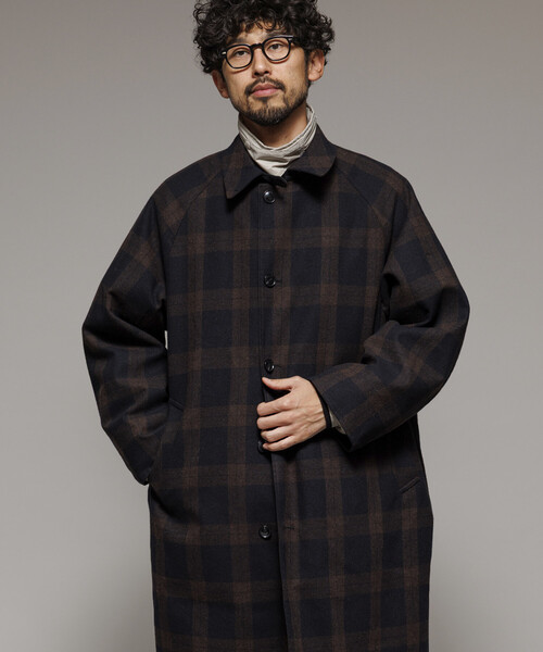 セール】リバーシブル ウール混 フランネル チェック バルマカーン