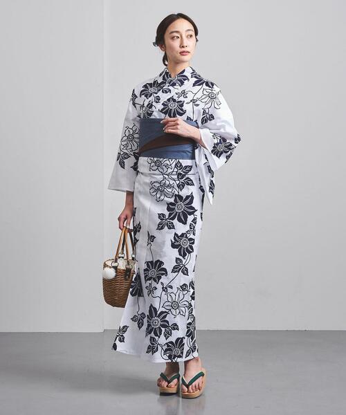 竺仙（チクセン）の「＜竺仙（ちくせん）＞鉄線 綿絽白地 浴衣（浴衣