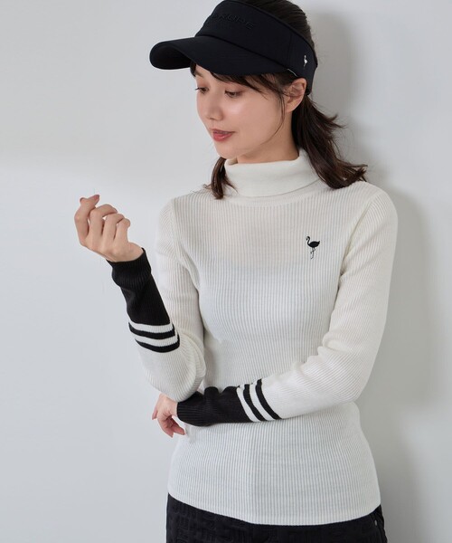 セール】バイカラー切替リブタートルニット/Oggi掲載（ニット/セーター