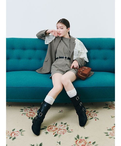 LILY BROWN（リリーブラウン）の「ベルト付きミニロンパース（つなぎ