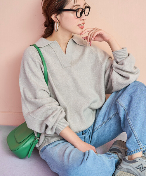 セール】限定展開 ポロ襟 スキッパー ニット プルオーバー（ニット