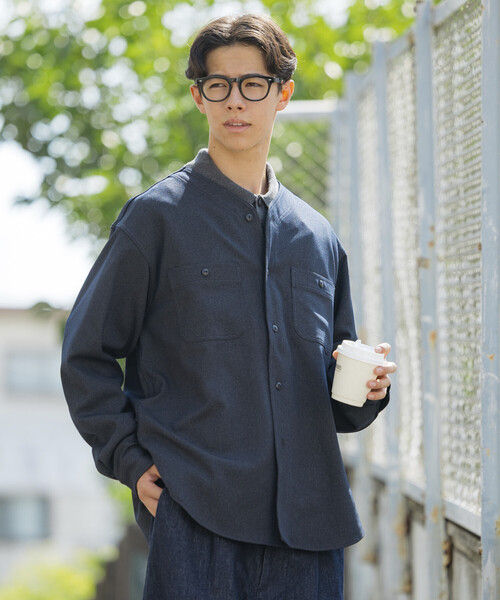 セール】LANATEC WOOLY リラックスフィット ノーカラーシャツ / NO