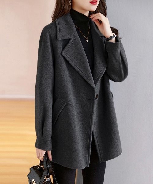 セール】ウールライクテーラードロングコート（チェスターコート
