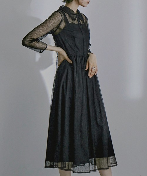 etoll.（エトル）の「幾何学チュール襟付き 結婚式ワンピースドレス