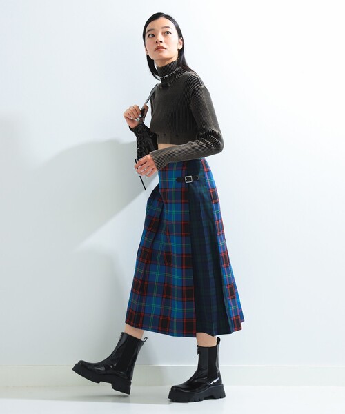 Ray BEAMS（レイビームス）の「チェック 切り替え キルト スカート