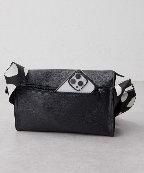 本革/470g》ワイドテープショルダーバッグ/ボディバッグ（ショルダー