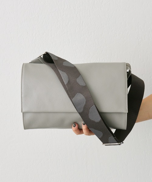 本革/470g》ワイドテープショルダーバッグ/ボディバッグ（ショルダー