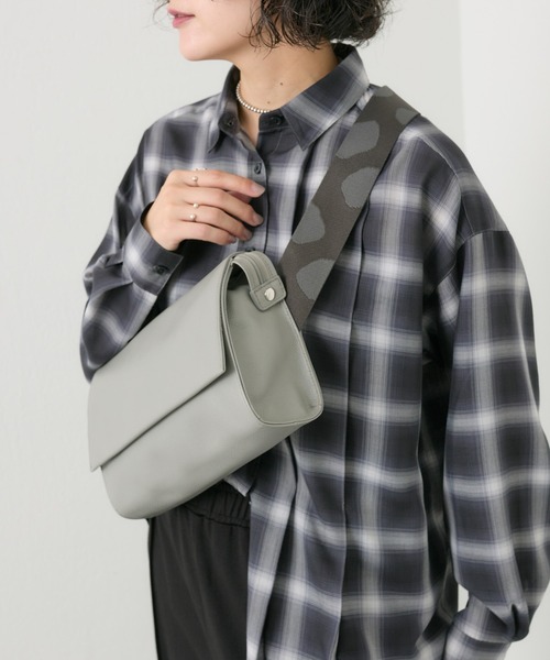 本革/470g》ワイドテープショルダーバッグ/ボディバッグ（ショルダー