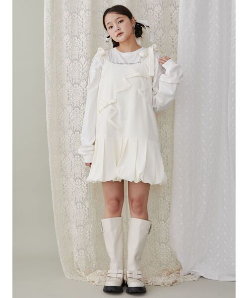 merry jenny バルーンリボンミニワンピース アイボリー バルーンリボン