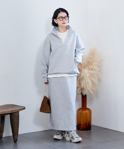 セール】【セットアイテム】ボンディング ハーフジップ スカートセット