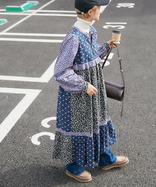 forksy.（フォルクシー）の「【forksy.】花柄パッチワークワンピース