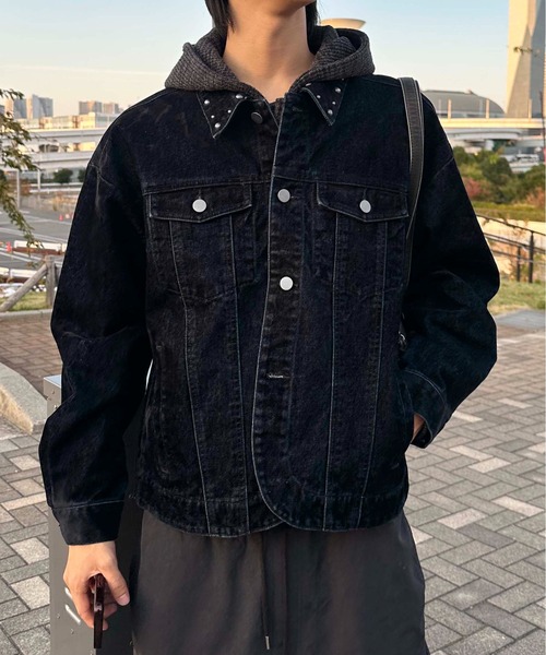 セール】Flocky Studs damage denim Jacket / フロッキースタッズ