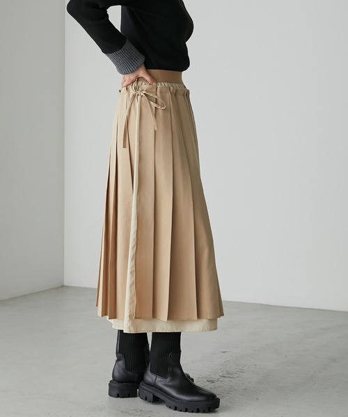 forksy.】膝丈プリーツ巻きスカート forksy.│MONO-MART [モノマート