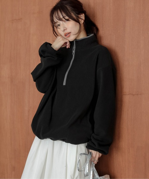 セール】ハーフジップ フリースプルオーバー（パーカー）｜AMELY