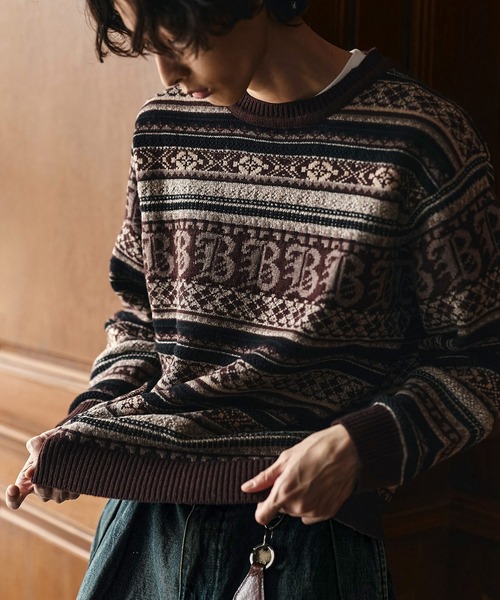 3Dジャガード クラシック フェアアイル ウールニット（ニット/セーター