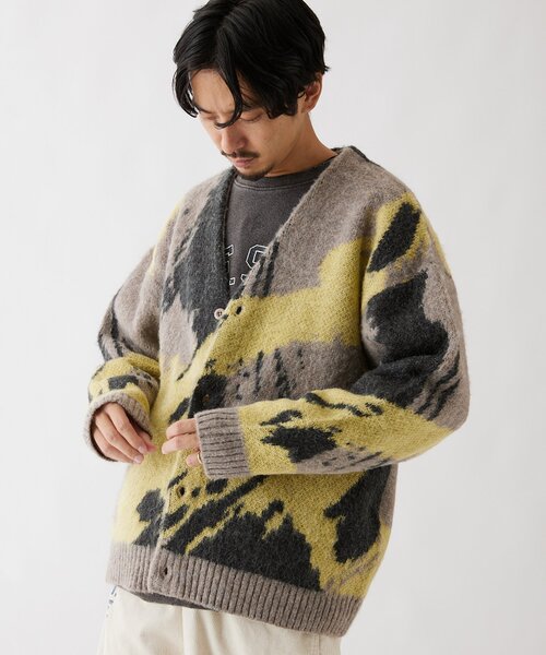 セール】モヘア混 スプラッシュ ジャガードニットカーディガン