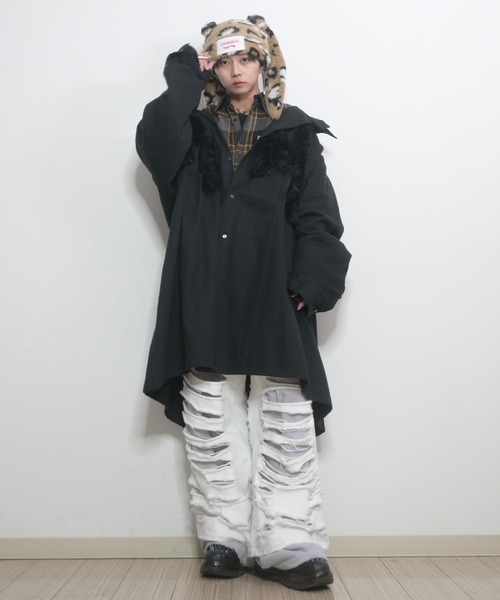 GRANCY】Sweat Docking Design Damage Buggy Denim Pants / スウェット