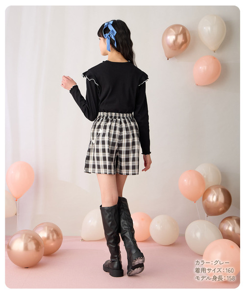 Amoriregirl×kuromiコラボ】クロミチェーン付きチェックスカートパンツ