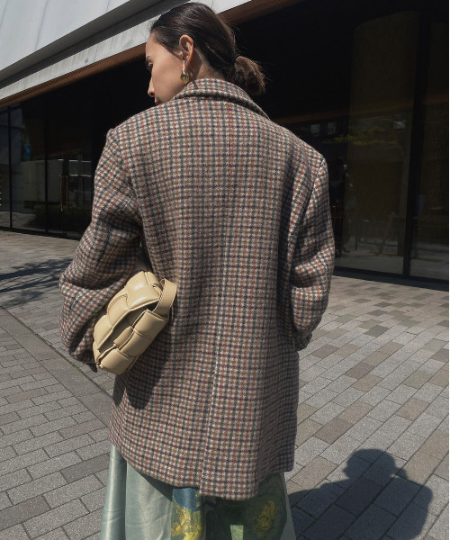 Ameri（アメリ）の「CHECK ECO WOOL BIG JACKET（テーラードジャケット