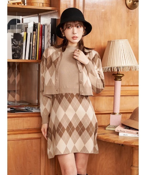 セール】アーガイルチェックニットアンサンブル（ワンピース）｜Darich