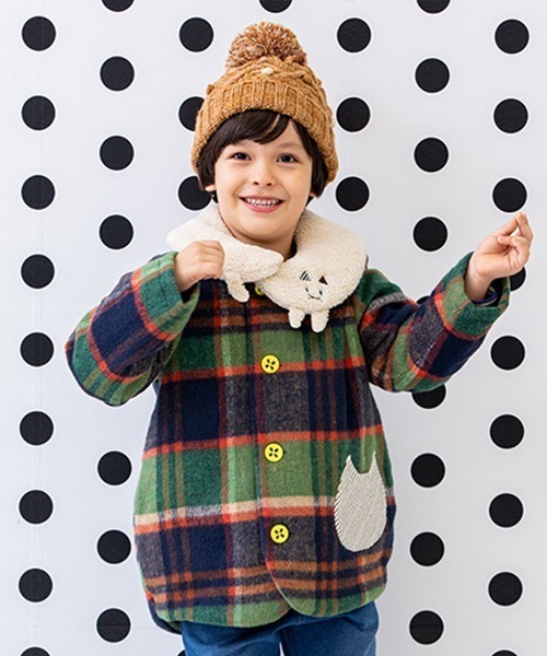 baby cheer（ベイビーチアー）の「ねこ衿チェックコート（ブルゾン