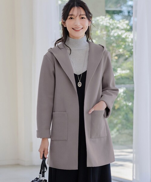セール】ダブルフェイスニットロングコート（ダウンジャケット/コート