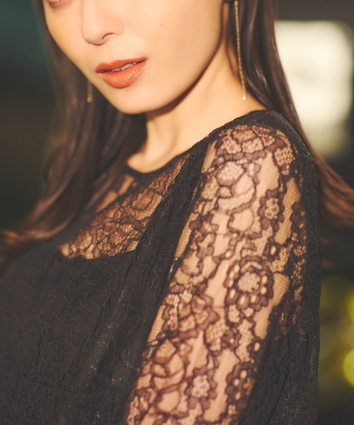 レースシャーリングワンピース（ワンピース）｜anuans（アニュアンス