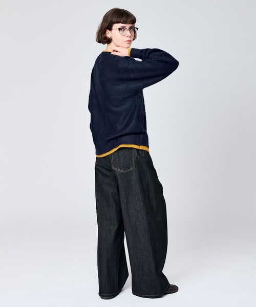 CREW NECK BRUSHED LAYERED CARDIGAN / クルーネックブラッシュド