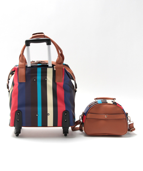 Three Four Time/4輪マルチストライプ柄親子キャリーBAG