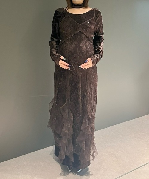 Rika】andresd スパークルレースベロアドレス ブラックMサイズ ANDRESD