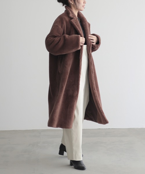 セール】ボアロングチェスターコート【サスティナブル】（チェスター
