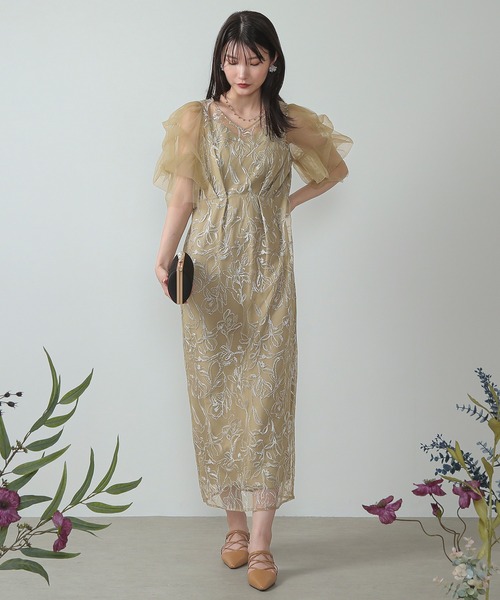 Kana（カナ）の「刺繍レース チュールスリーブ コクーン パーティー