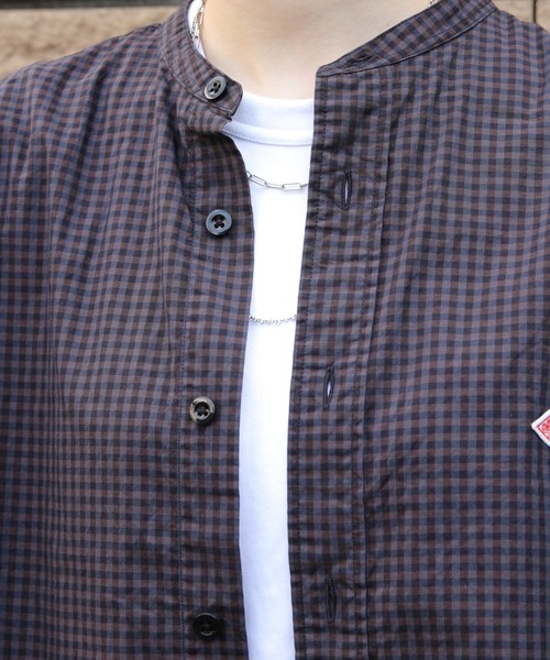 DANTON/ダントン バンドカラーチェックシャツ BAND COLLAR CHECK SHIRT