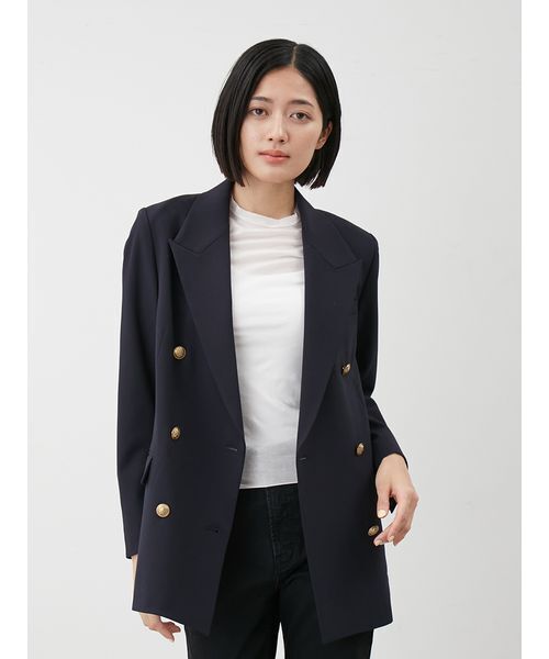 金釦ダブルブレストロングブレザー（テーラードジャケット）｜Mila