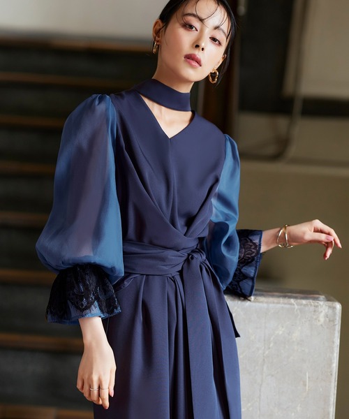 オケージョン対応】シアースリーブバックセパレートパンツドレス 結婚