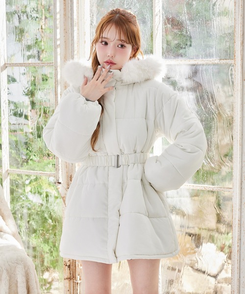 セール】フード付きミドルフェイクダウンコート（その他アウター