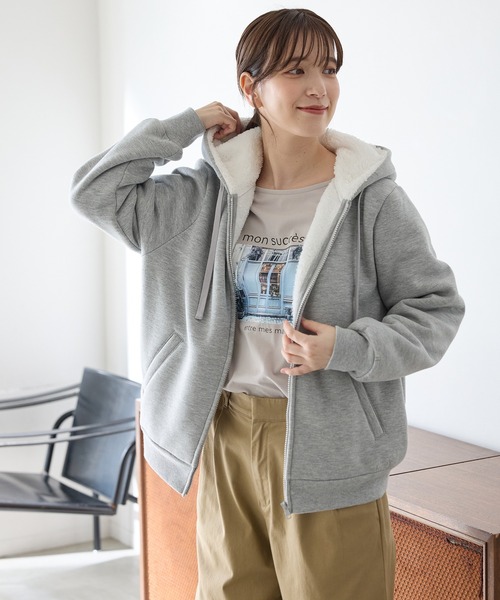 セール】【ハニぽか】裏ボアジップパーカー（パーカー）｜Honeys