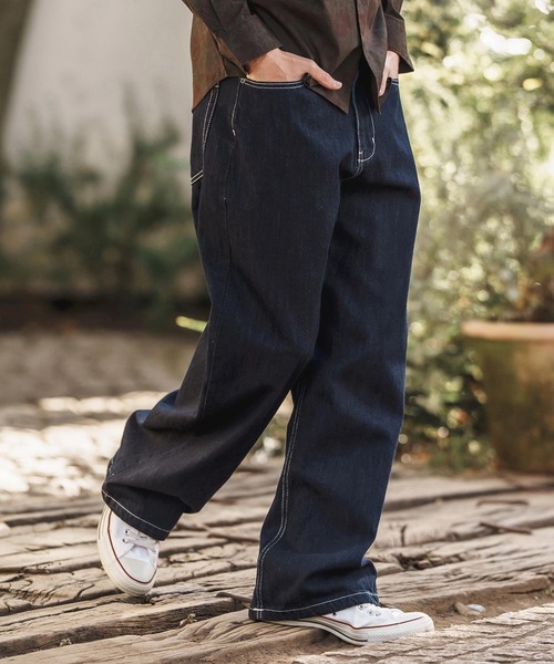 mp13215-Half Easy Wide Denim Pants ワイドデニムパンツ（デニム