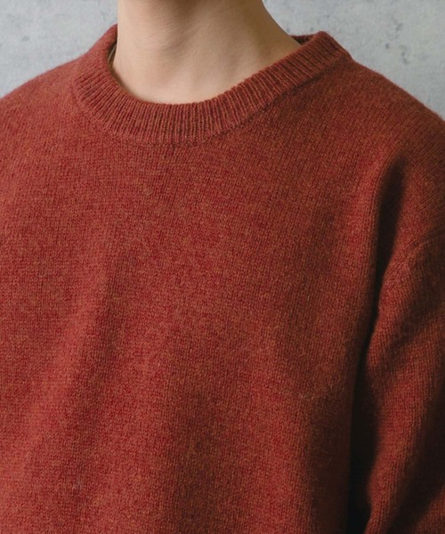 セール】『XLサイズあり』シェットランドウールクルーネックニット