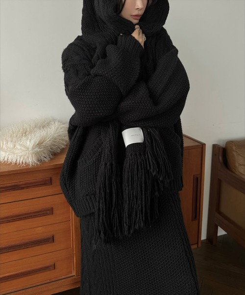 セール】coarse knit cable fringe muffler（マフラー）｜WILLFULLY
