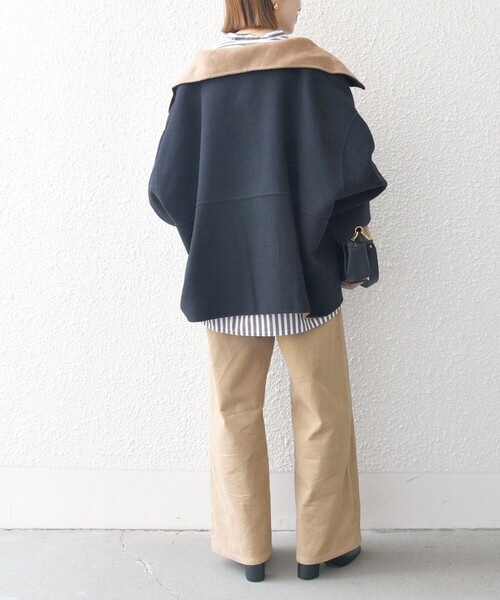 WEB限定】SHIPS any: リバー スタンドカラー ポンチョ ショート コート