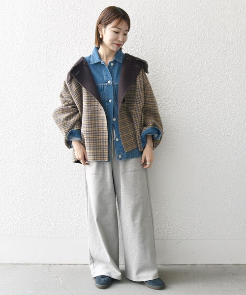 WEB限定】SHIPS any: リバー スタンドカラー ポンチョ ショート コート