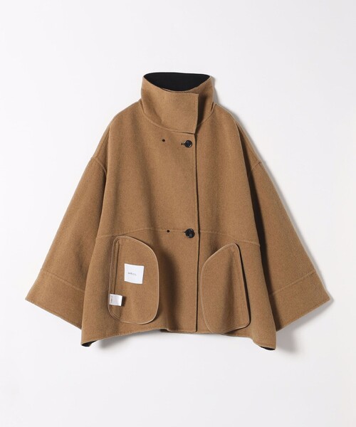 WEB限定】SHIPS any: リバー スタンドカラー ポンチョ ショート コート