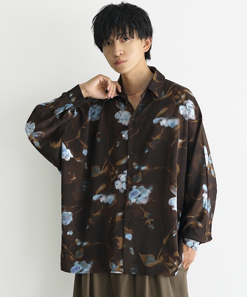 MinoriTY】 ニュアンス花柄ドルマンシャツ ドルマン シャツ メンズ 総