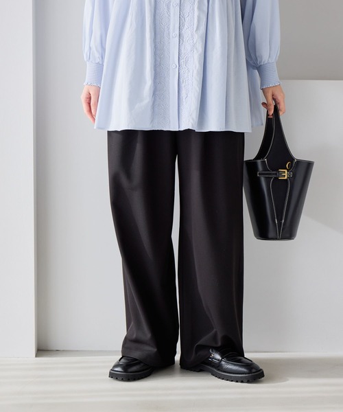 2タックワイドストレートパンツ[プチ・プラスサイズあり