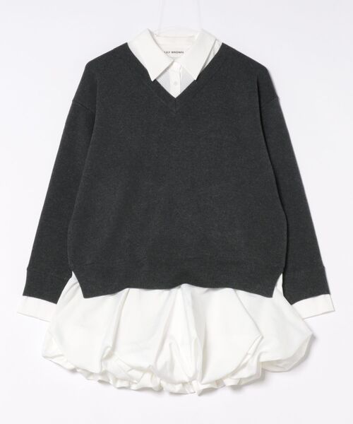 セール】ニットドッキングバルーンワンピース（ワンピース）｜LILY