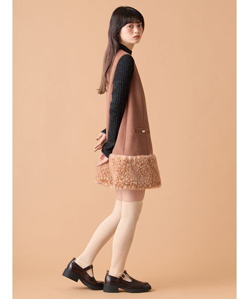 Bunnylis ファーボレロxチェックミニワンピ 新品未使用】BunnyLis